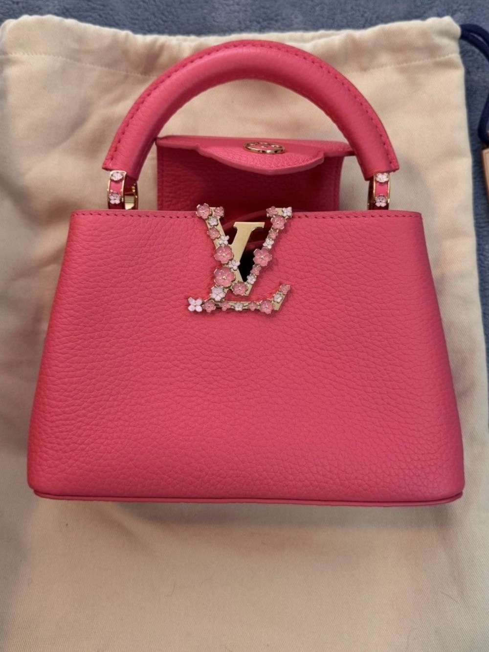Louis Vuitton Pink Taurillon Mini Top Handle Bag with Crystal LV Logo - Picture 8 of 15